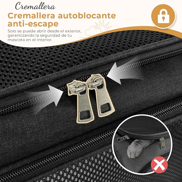 Foto 4 de 8 de Lohofrnny Transportín Perro Gato, 50x34x34cm Transportin Mascota Transpirable Plegable de hasta 8 kg