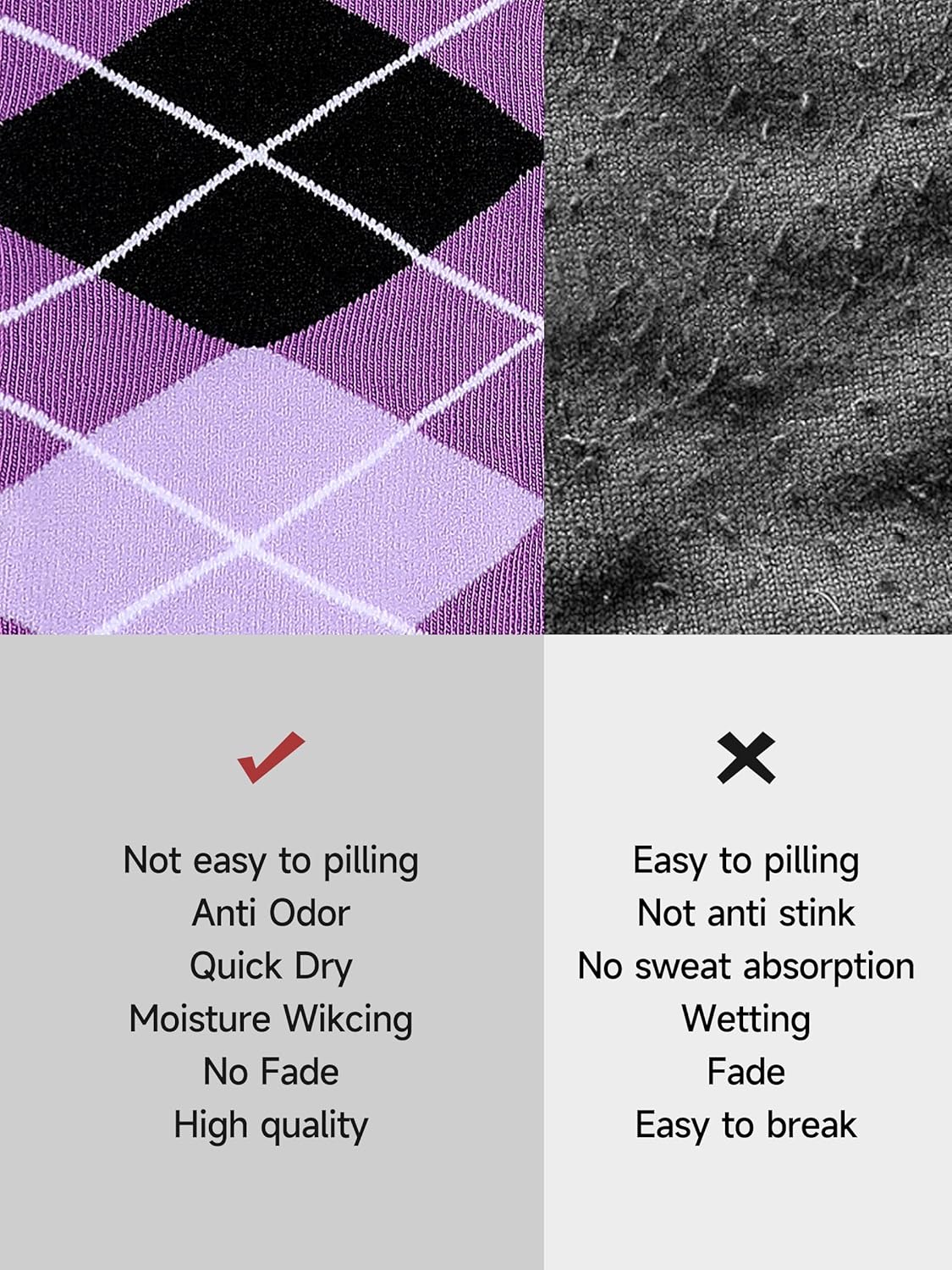 Mens Dress Socks Thin Lightweight Size 8-13 Combed Cotton Anti Odor Quick Dry Classic Pattern - Image 5