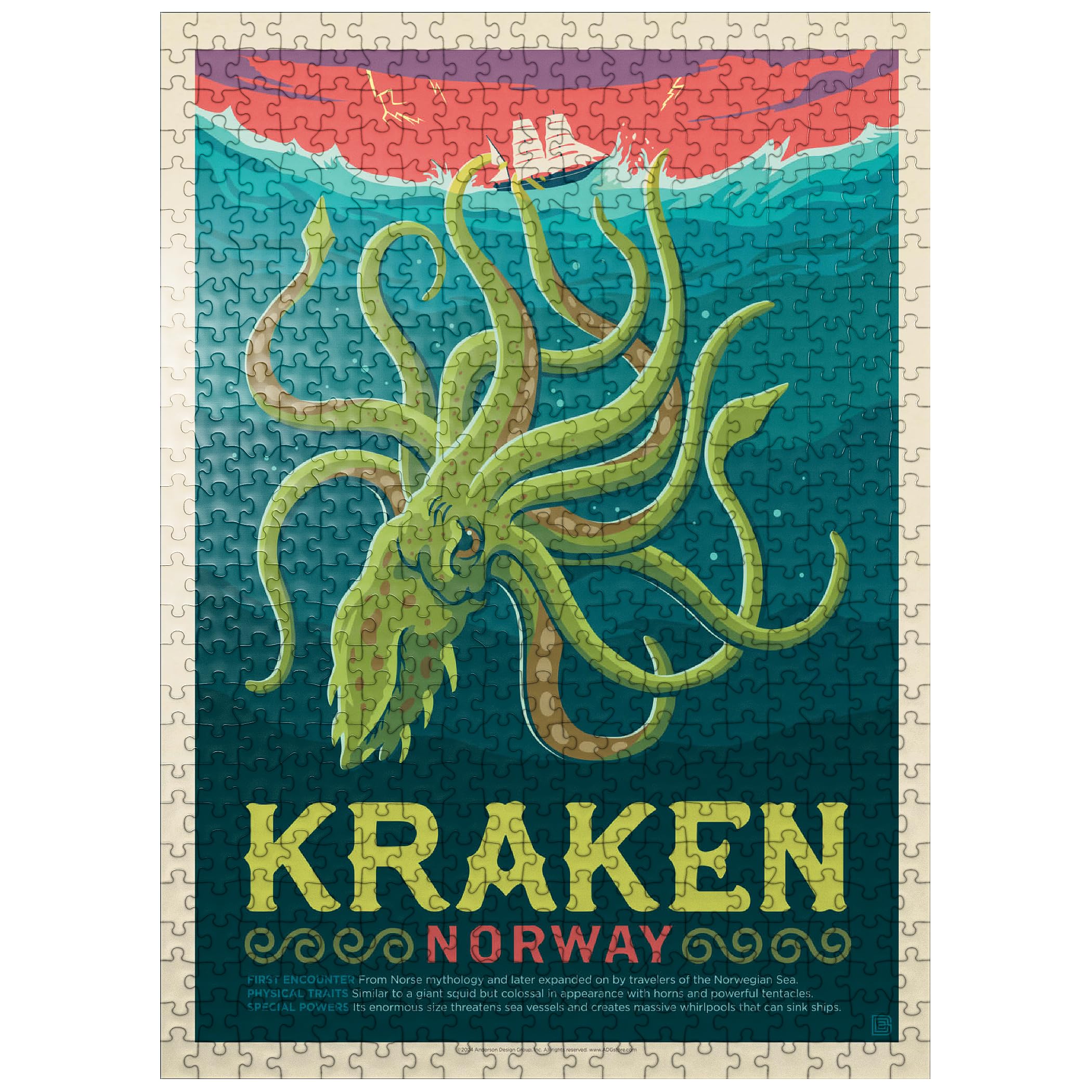 Amazon.com: MyPuzzle Mythical Creatures: Kraken (Norway), Vintage