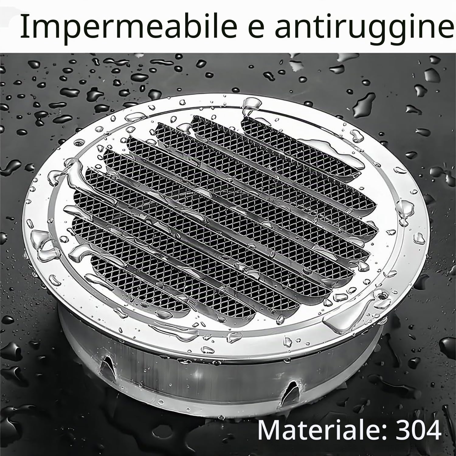 2Pezzi Griglia Aerazione Rotonda Acciaio Inossidabile 250mm,Con Funzione Antizanzare,per Bagno Ufficio Cucina Fabbrica