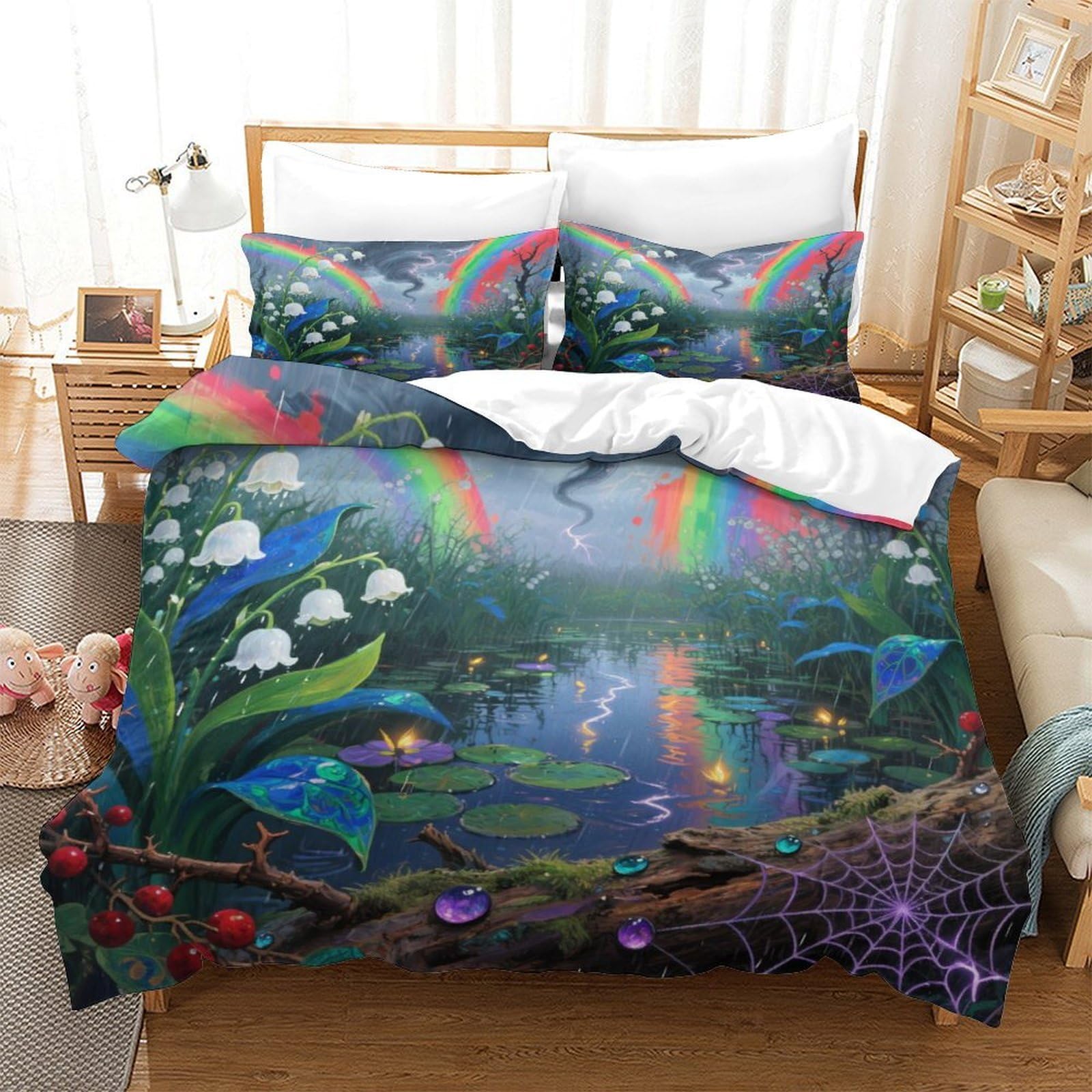Housse de couette lily de la vallée en microfibre douce premium avec glissière invisible intégrée