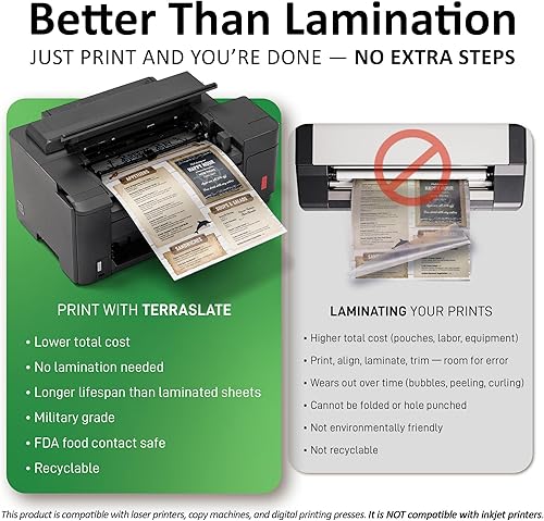 Miniatura 5 de TerraSlate Paper 10 MIL 8.5" x 11" Impresora Láser ImpermeablePapel de Copia 500 Hojas