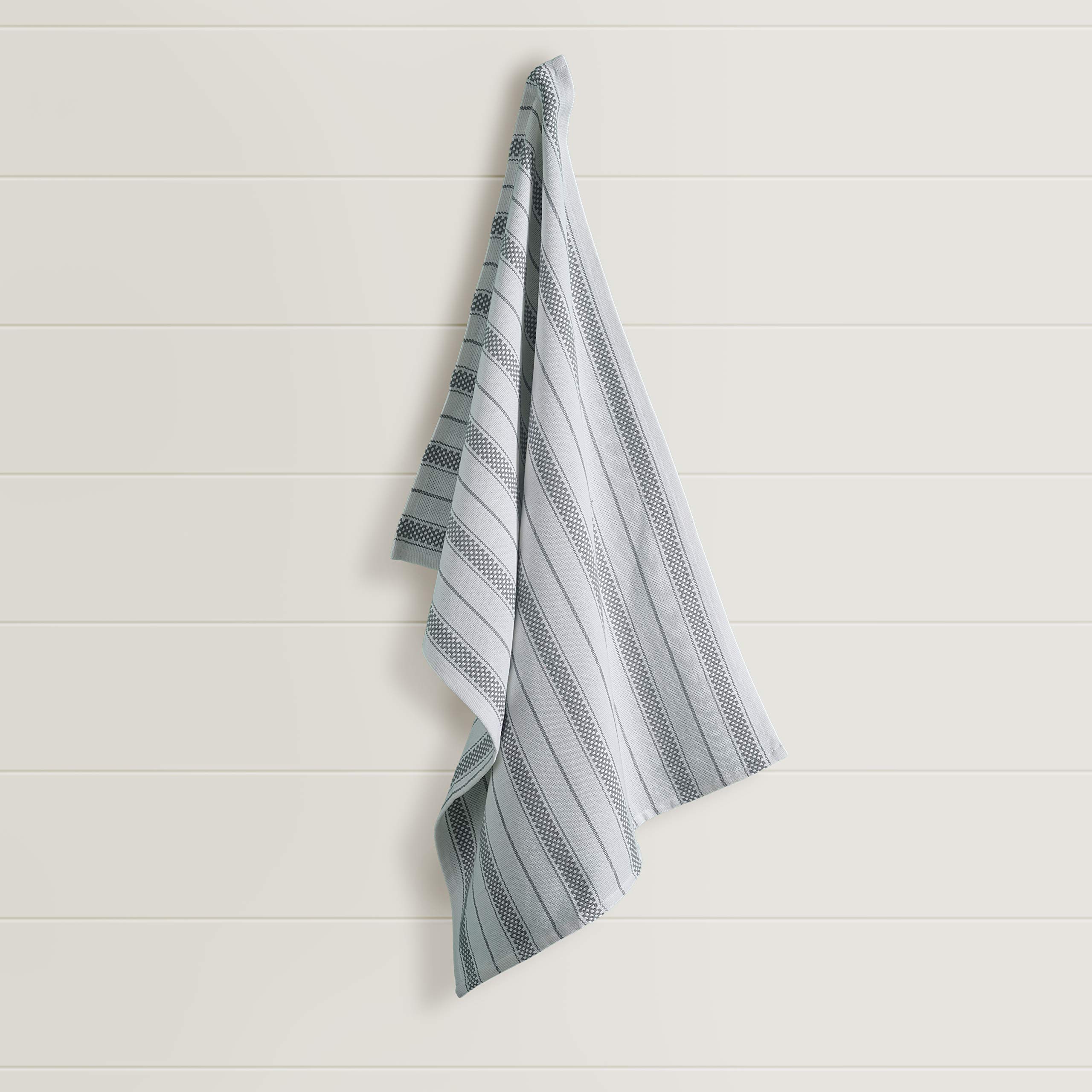 Juego de paños de cocina – Toallitas de cocina para cocina – Toallas de cadena a rayas – Paños de cocina – Paquete de 6 – 100% algodón hilado en anillo – 20 x 30 pulgadas – Gris claro – Casa de Lan