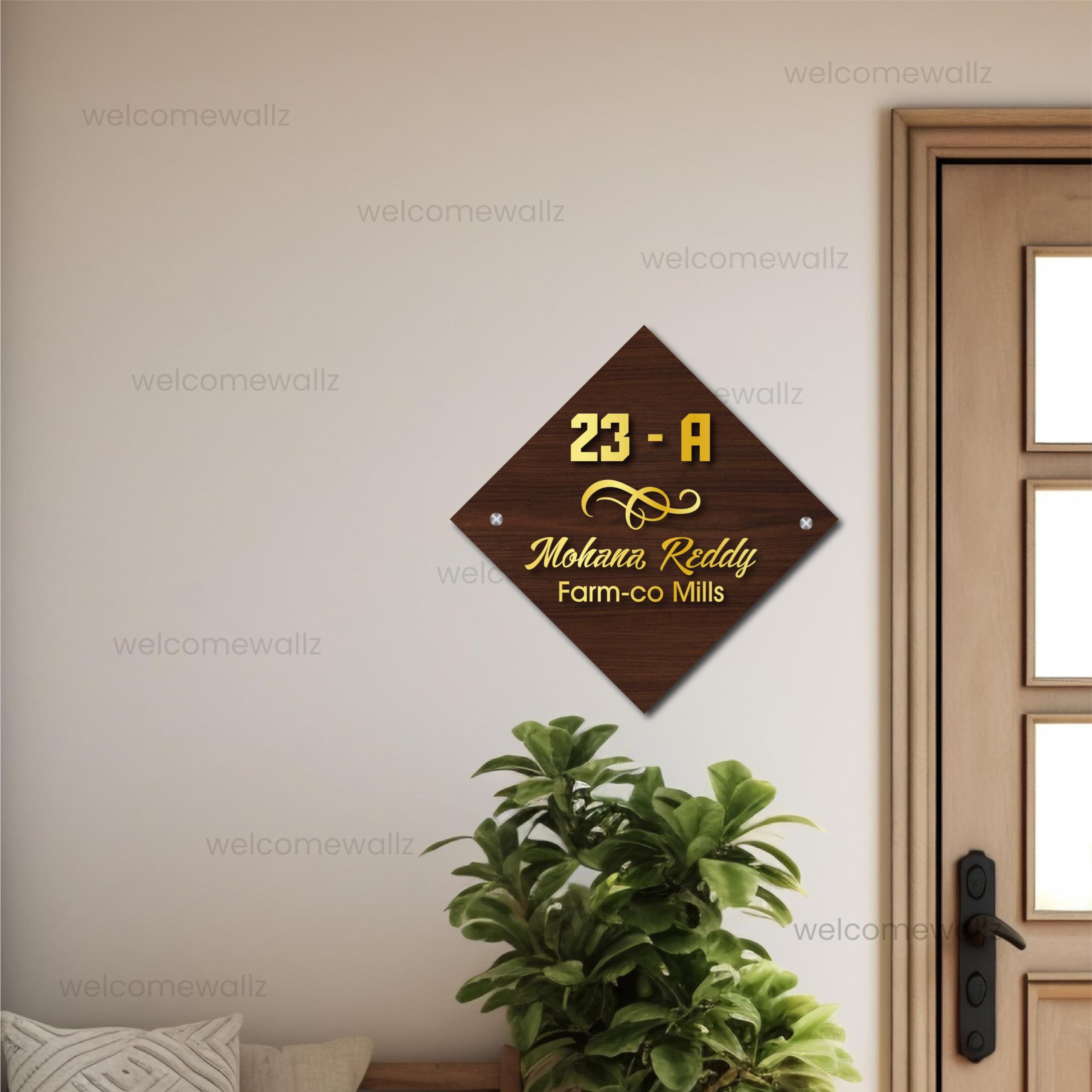 Welcomewallz Door Number Name Plate For Home Entrance | Flat Door