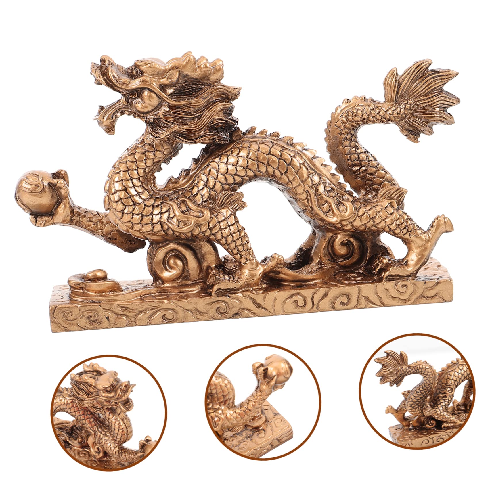 Amazon.co.jp: KAILIKETIY ドラゴンの置物 樹脂製 中国縁起物