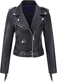 Chaqueta de Cuero Sintético para Mujer Abrigo Corto de Motociclista de Otoño Elegantes