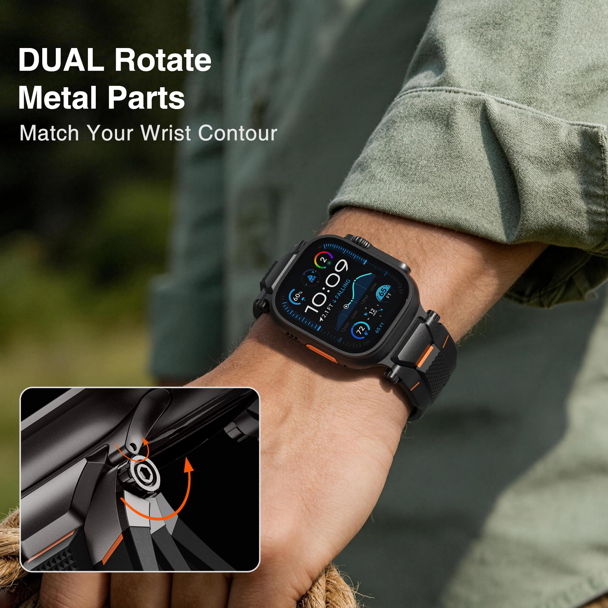 ULTIMAL Pasek kompatybilny z Apple Watch Ultra 3/2/1, 49 mm, dla mężczyzn, sportowy pasek do zegarka, wytrzymały metal klasy premium