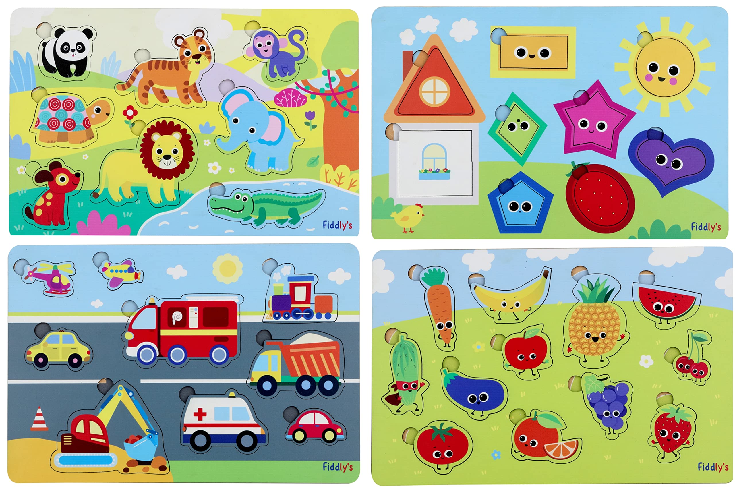 Fiddlys Wooden Learning Educational Puzzle 12 Inch x 8 Inch Large Puzzle Toy for Kids & Children Age 4+ (Pack of 4-1) (B09Q21L216) Amazon Price History, Amazon Price Tracker
