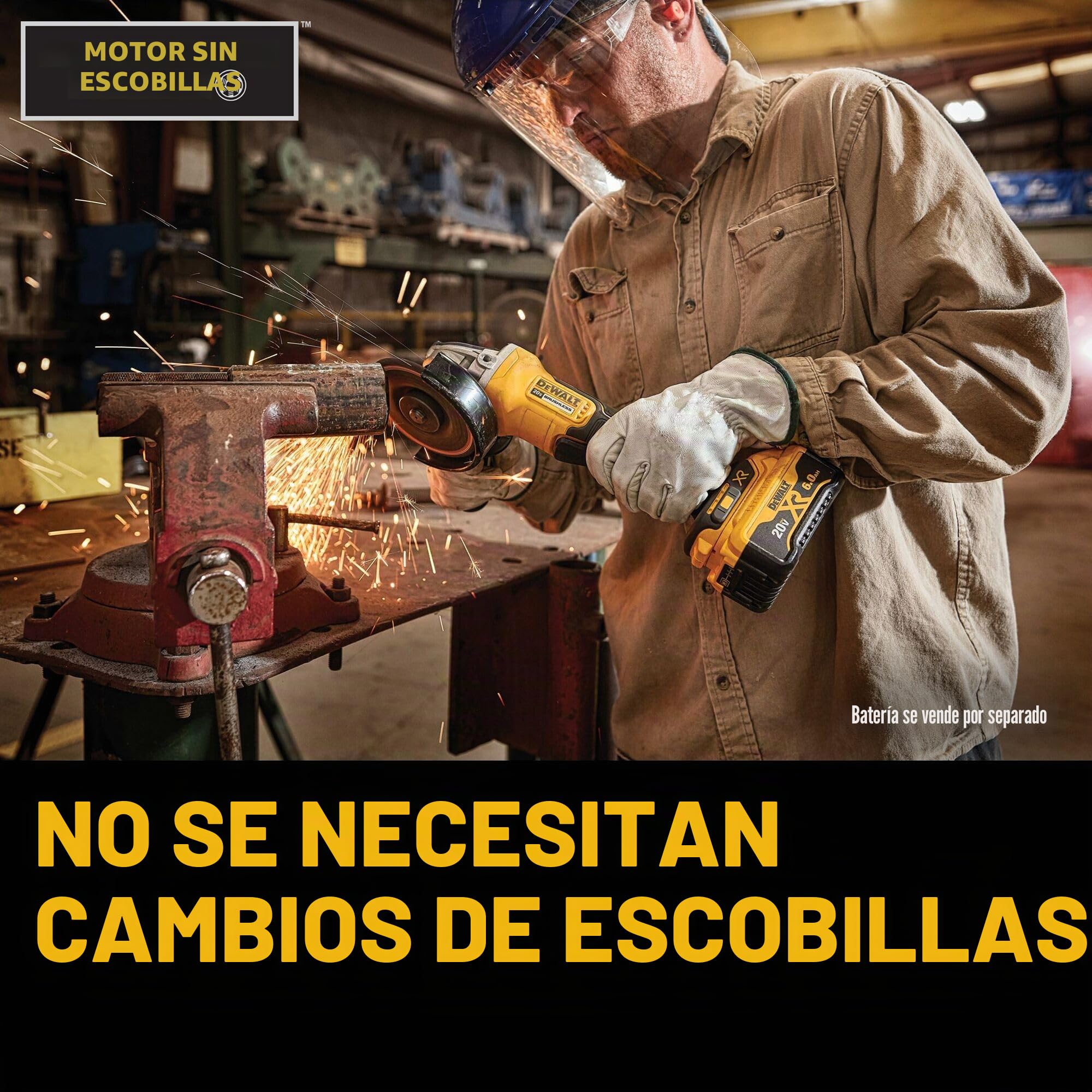 Dewalt - Amoladora DCG412B de un máximo de 20 V, con batería de iones de litio, 11,43 cm (solo se incluye la herramienta) | Interruptor de pala, freno de retroceso, solo herramienta