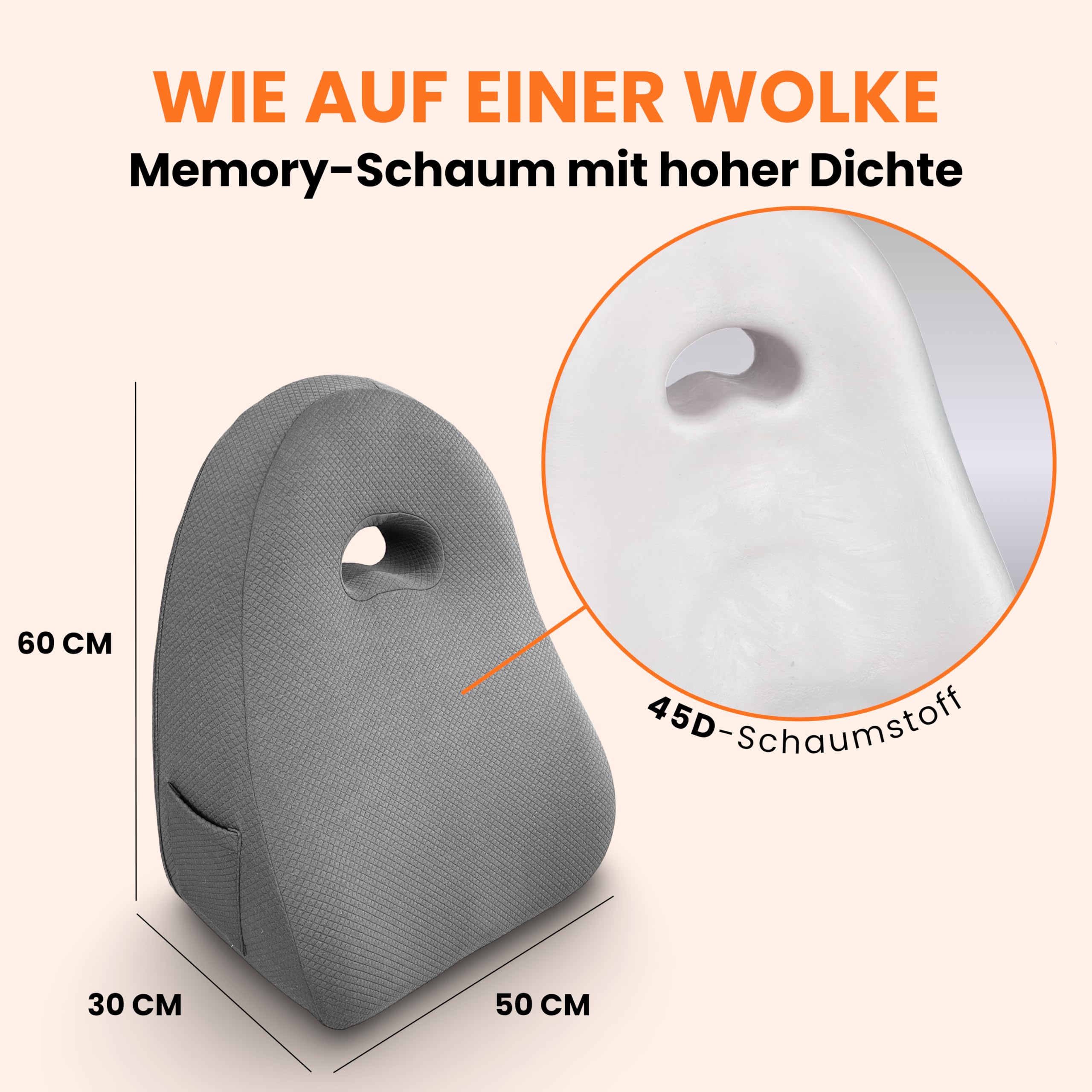 Lesekissen für Bett und Sofa – Rückenkissen Memory-Schaum – Ergonomisches Dreiecksdesign – Natürliche Position – keilkissen Bett - Rücken und Lendenwirbelstütze