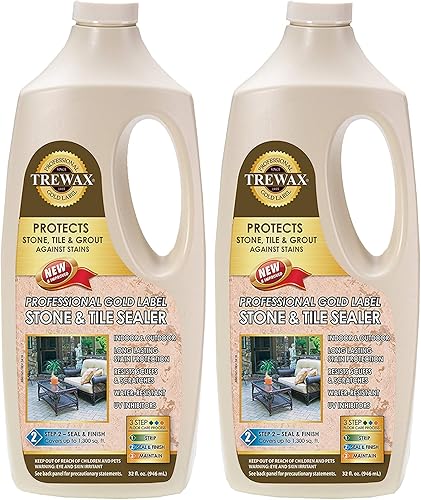Miniatura 1 de Trewax Sellador profesional de piedras y azulejos con etiqueta dorada, sellador de concreto, 32 onzas líquidas, paquete de 2
