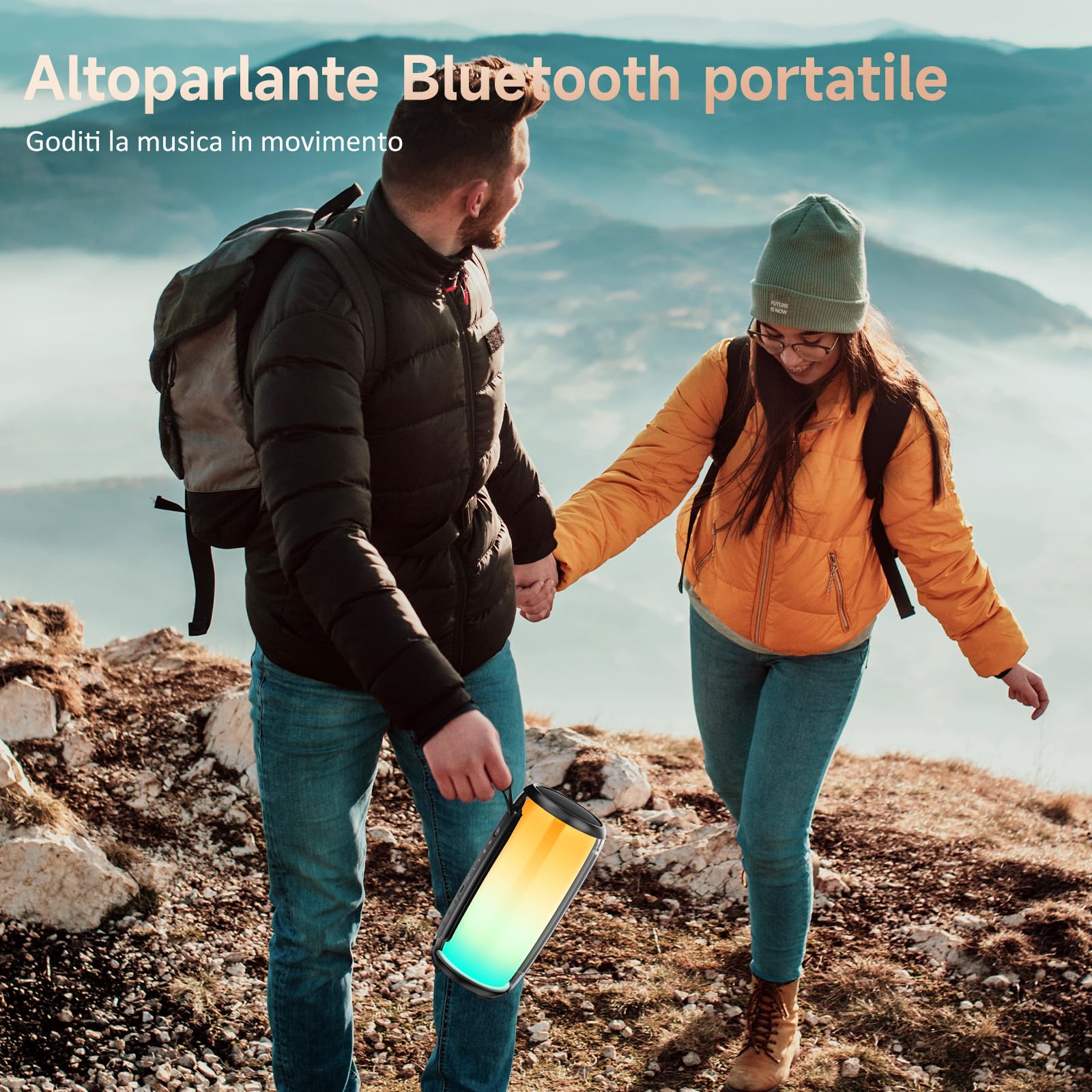 JYX Altoparlante Bluetooth 5.4 portatile, 60 W Bass Potenti, 24 H Autonomia, 11 Luce RGB, USB, AUX, TF Carte, Altoparlante Bluetooth per Feste/Viaggio/Esterni