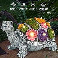 Vista 6 de FORUP Estatua de jardín de tortuga, figura de tortuga de resina, adornos de césped de jardín con luces LED solares para decoración de jardín al aire
