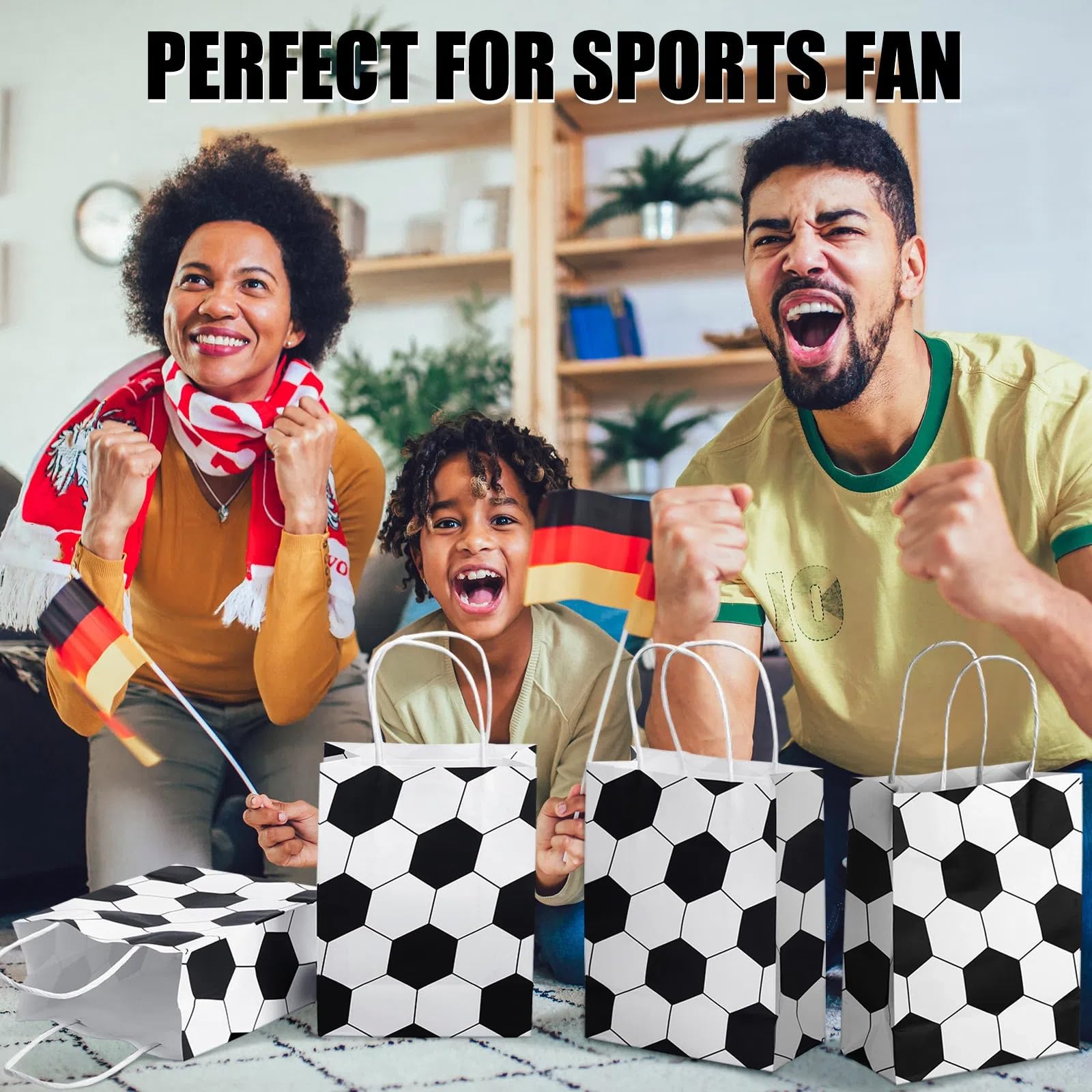 Durony Fußball-Geschenktüten, 16 Stück – 22x16x8 Cm, Papier, Für Party-Goodies & Dekoration