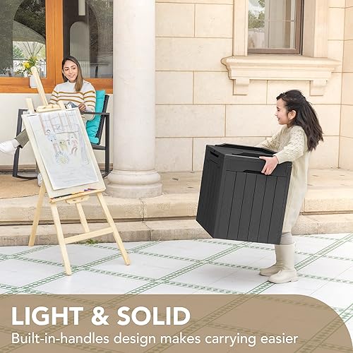 Miniatura 3 de Devoko Caja de resina de 30 galones para interiores y exteriores, caja de almacenamiento impermeable para patio, piscina, accesorios de