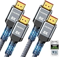 Highwings 8K HDMI 2.1 Cable 2-Pack 6.6ft Certified 48Gbps - 4K@120Hz 8K@60Hz eARC Dynamic HDR PS5 Roku Compatible