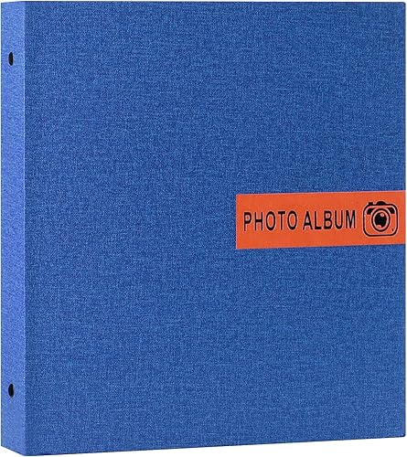 Ywlake Álbum de fotos de 8 x 10 bolsillos tapa dura de lino con fundas de plástico hojas para 50 imágenes verticales de carga superior de 8 x 10