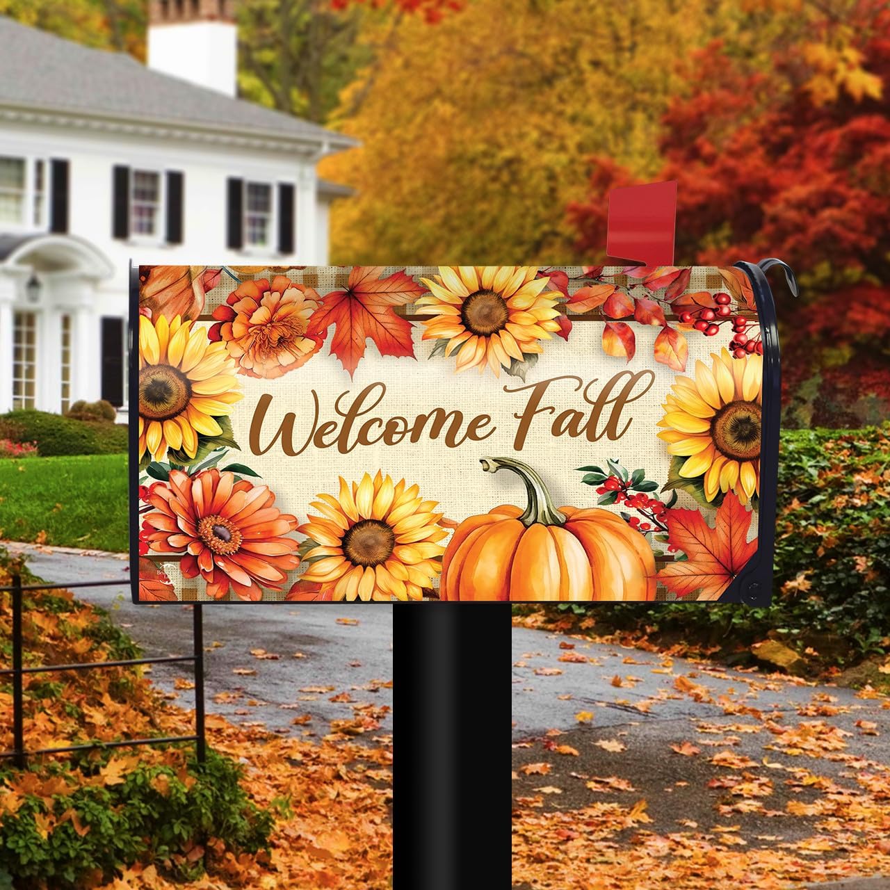Briarwood Lane Welcome Fall Flowers Mailbox Cover