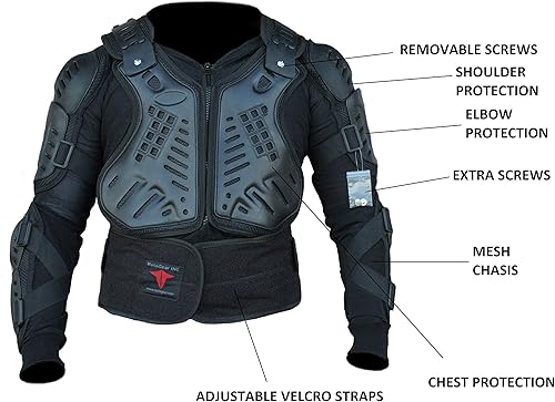 Miniatura 3 de Chaqueta de protección de cuerpo completo para motocicleta, para motocross, esquí de calle, ciclismo, columna vertebral, protector de pecho (M)