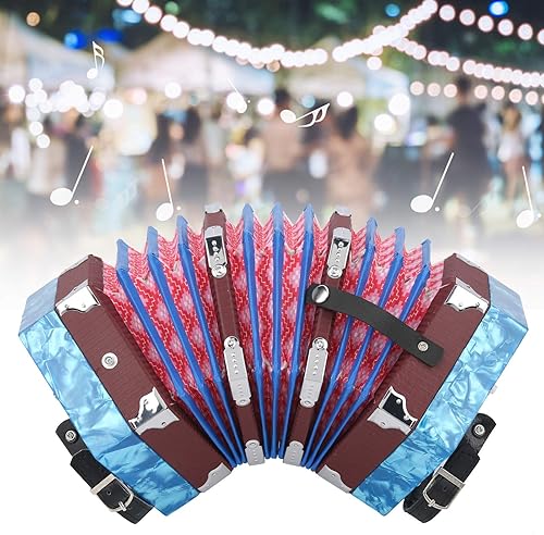 Miniatura 25 de Eujgoov Acordeón de concierta, acordeón de concierto de 20 botones, profesional portátil para adultos, suministros de instrumentos musicales