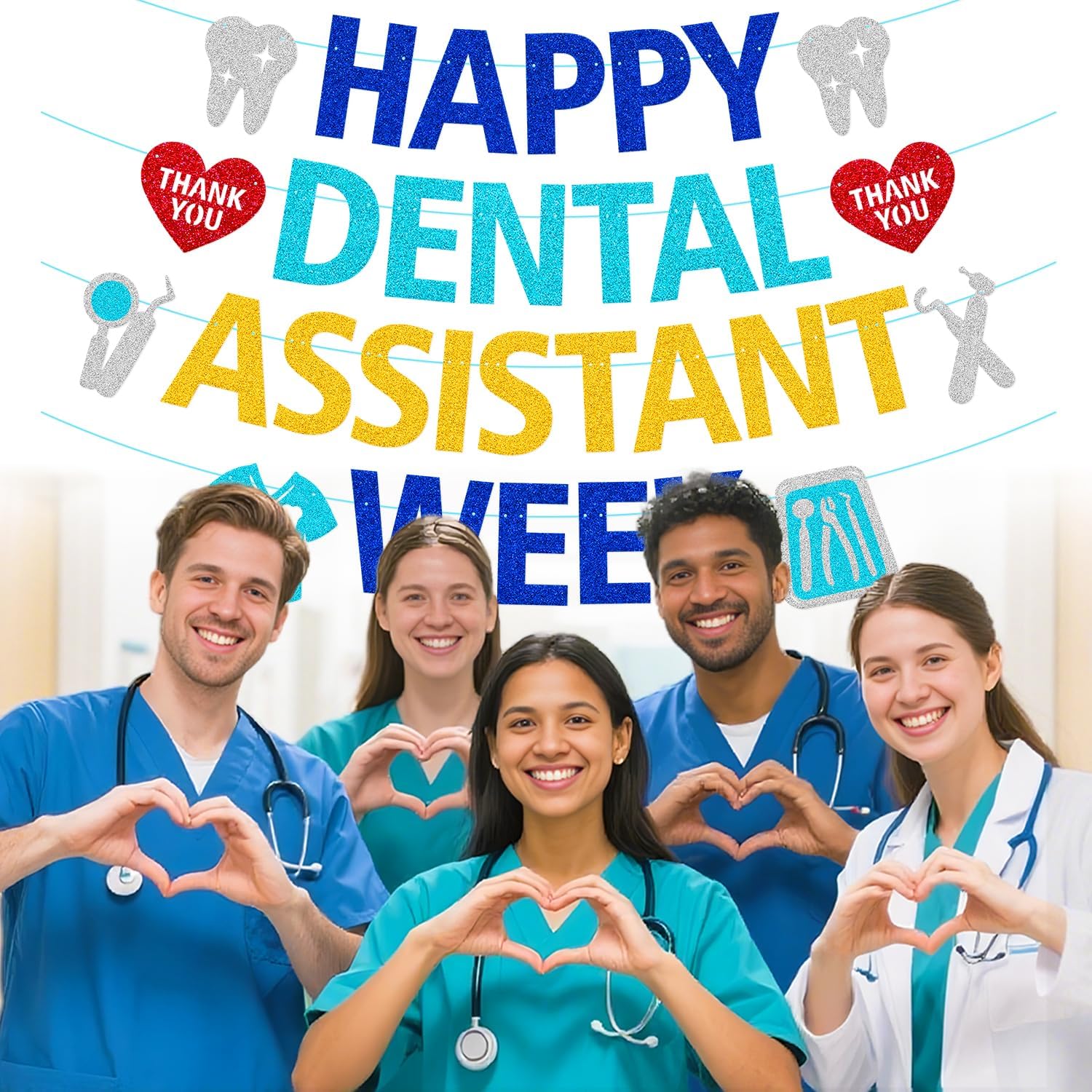 Happy Dental Assistant Week Banner Dental Assistant Week Party Decorations for Dental Office Clinic Celebrate Assistant Appreciation Week Party Supplies