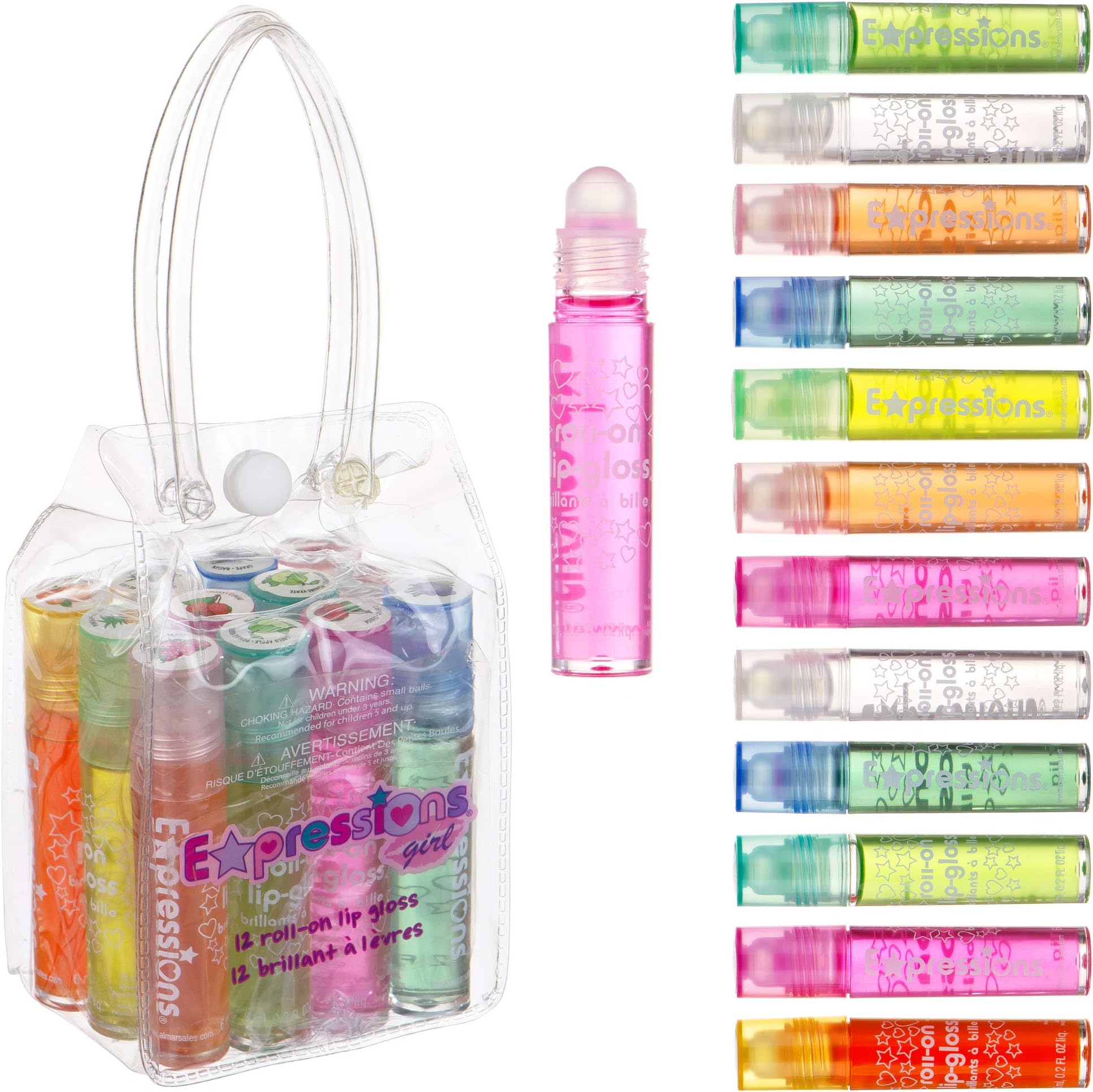 12pc Roll-On Lip Gloss Set with Carrying Case โ Fruity Non-Toxic Glossy Lip Makeup for Kids & Teens | Kid-Friendly Party & Best Friends Gift Set for Girls โ So Fun
