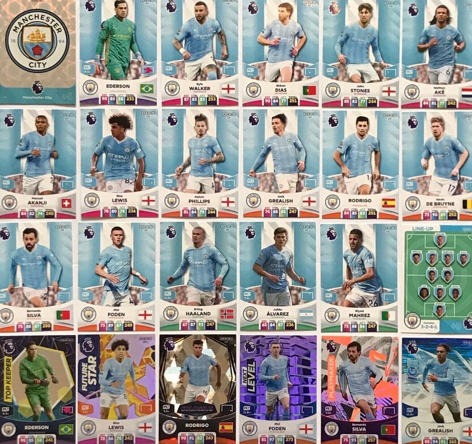Panini Premier League 2023 2024 Manchester City Full Base Team Cards