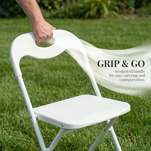 Vista 6 de Huacan Paquete de 6 sillas plegables portátiles y cómodas, con marco de metal, sillas plegables para interiores y exteriores, comedor, fiesta, boda