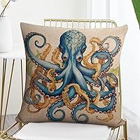 Vista 21 de Funda de cojín de pulpo costero para exteriores, decoración moderna de 18 x 18 pulgadas, decoración náutica costera de playa, casa, vida marina