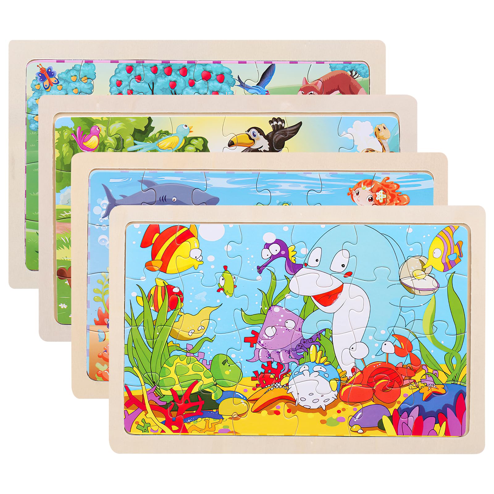 Jouet Puzzle En Bois Pour Enfants, Victse Jouets Montessori Pour 1 2 3 4 Ans, 6 En 1 Puzzles