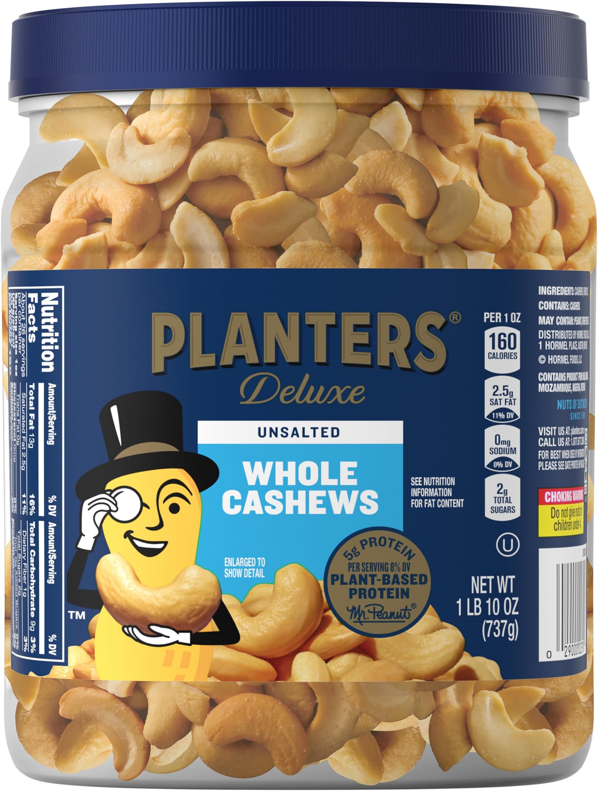 Planters Unsalted Premium Cashews, 26 OZ
