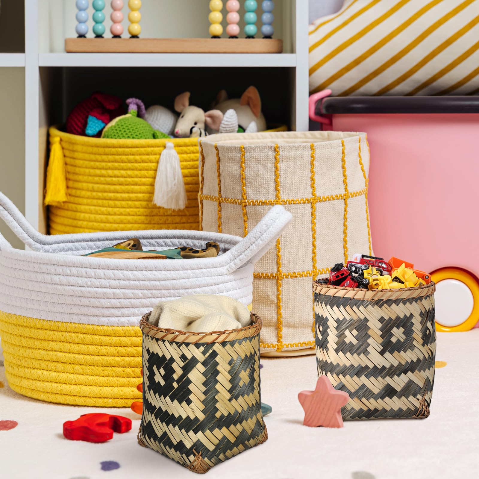 Cestino Intrecciato in Cotone, Organizer Decorativo Per Casa E Bagno, Cesto Per Giochi Bambini E Fiori, Design Elegante E Funzionale