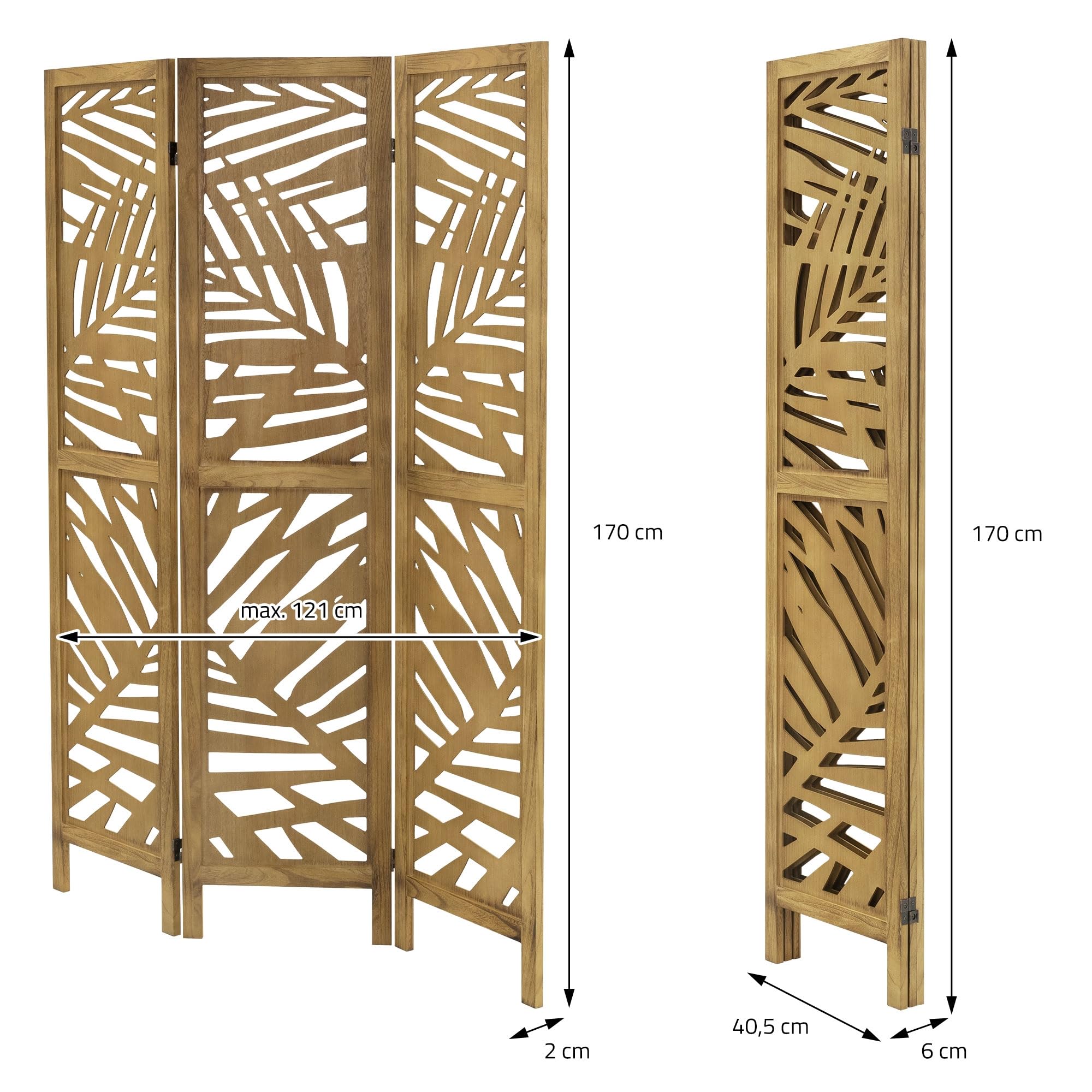 ML-Design Paravent Intérieur Sapporo, Noir, 170x121 cm, en Bois, à 3 Panneaux Pliables, Cloison ML-Design Paravent Intérieur Sapporo, Noir, 170x121 cm, en Bois, à 3 Panneaux Pliables, Cloison
