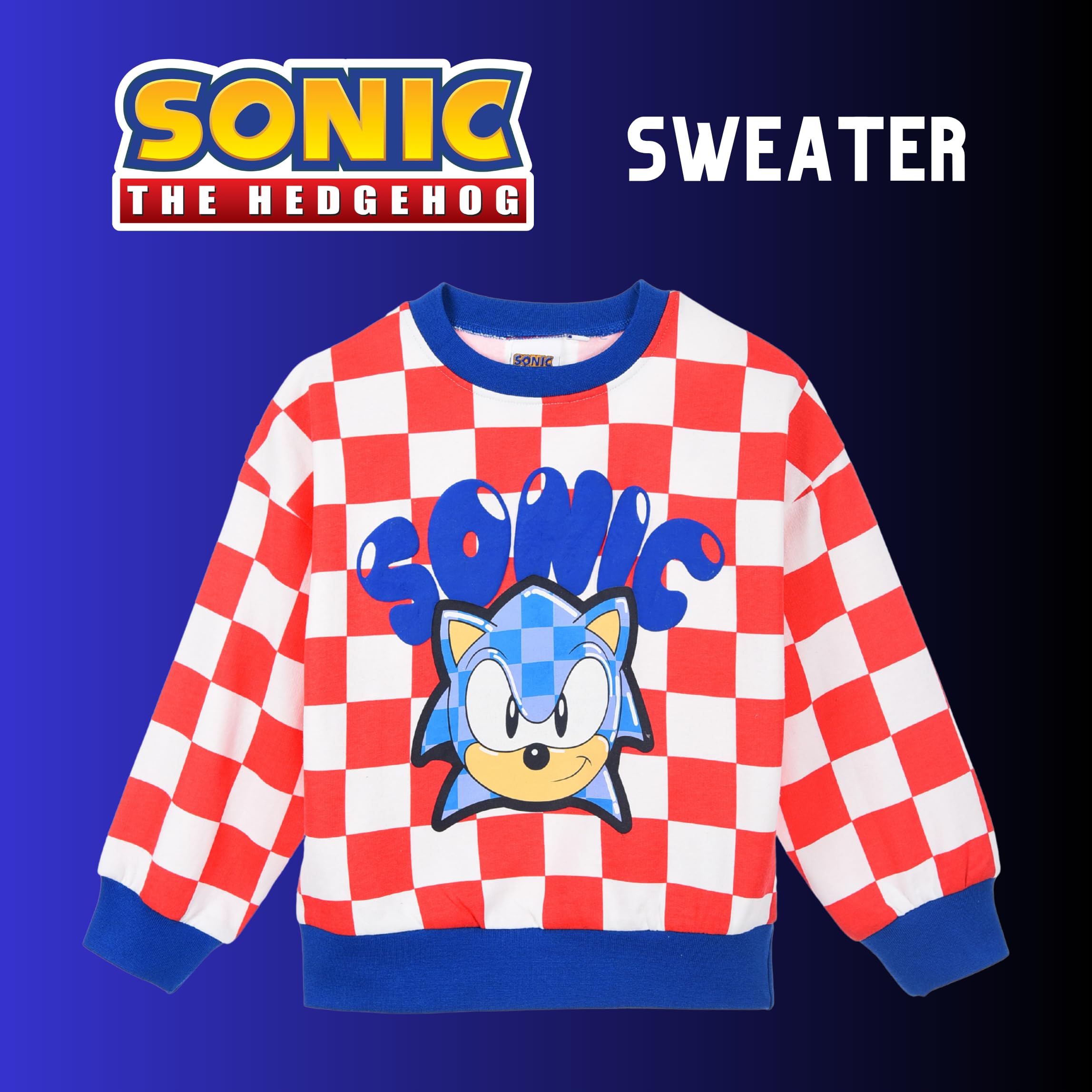 Sonic The Hedgehog Felpa per Ragazzi, Maglione Felpa in Cotone Regalo per Bambino, Taglie 4 ai 12 Anni