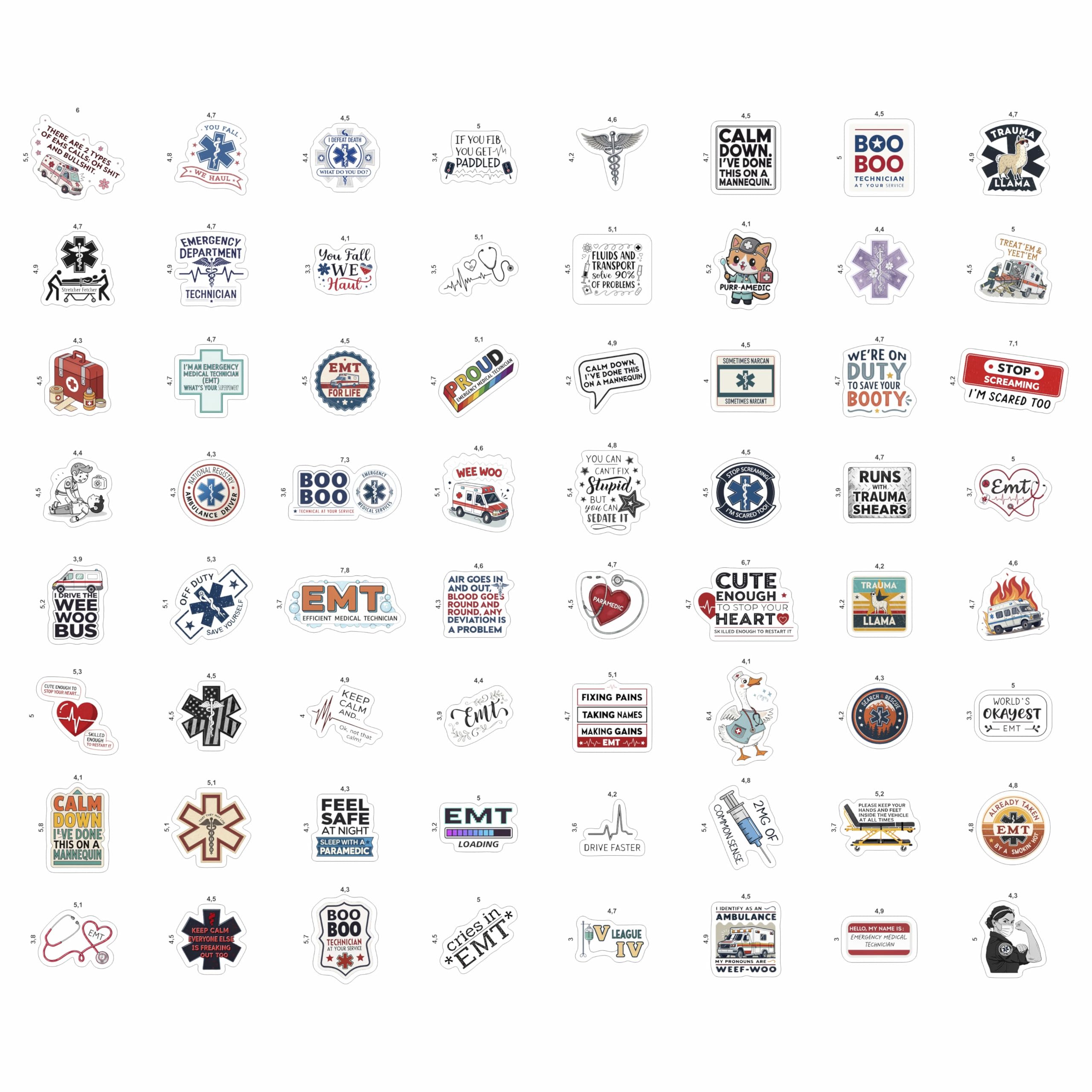 100Pcs Emergency Medical Technician Stickers for Water Bottle - Funny EMT Stickers and Decals - EMT Gifts, Party Decorations - Gift for Women & Men