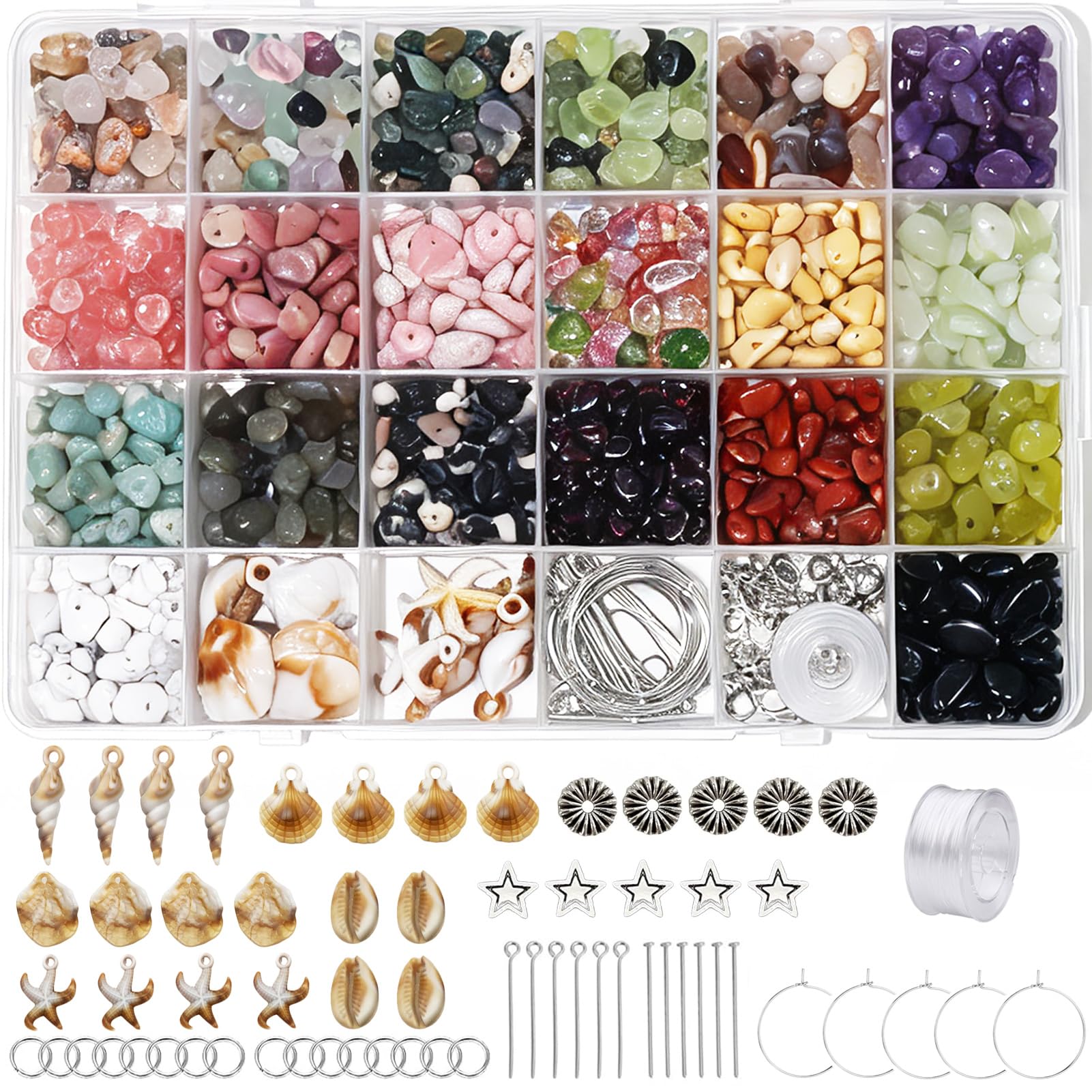 BLAESIFF Natural Stone Jewelry Making Kit, 20 Colors Irregular Crystal Beads with Pendants, DIY Craft Supplies for Bracelet Necklace Earring Making, Handmade Gifts for Adults Beginners