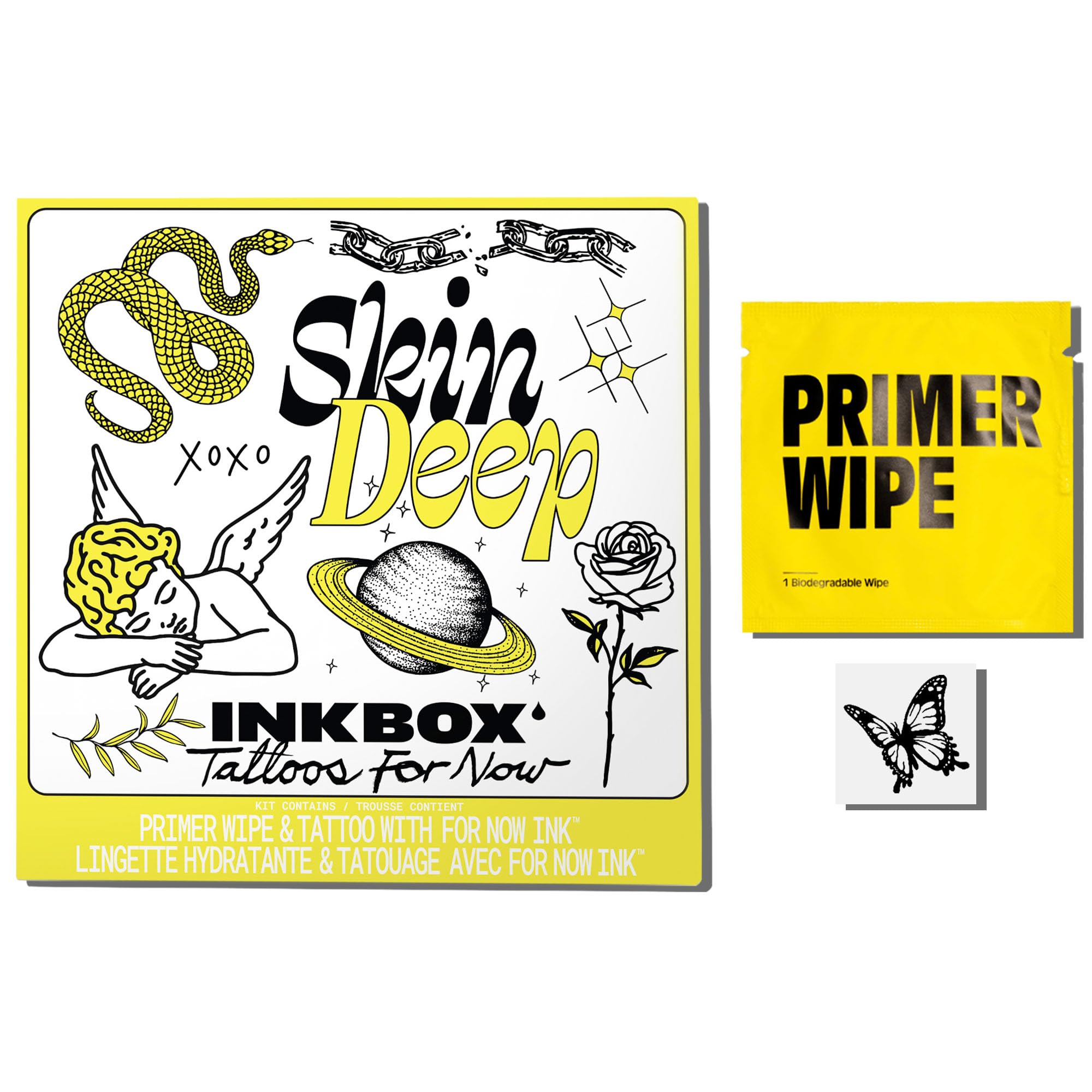 Inkbox Temporary Tattoos, Semi-Permanent Tattoo, One Premium Easy Long Lasting, Water-Resistant Temp Tattoo with For Now Ink - Lasts 1-2 Weeks, Butterfly Tattoo, 1 x 1 in, Flutter