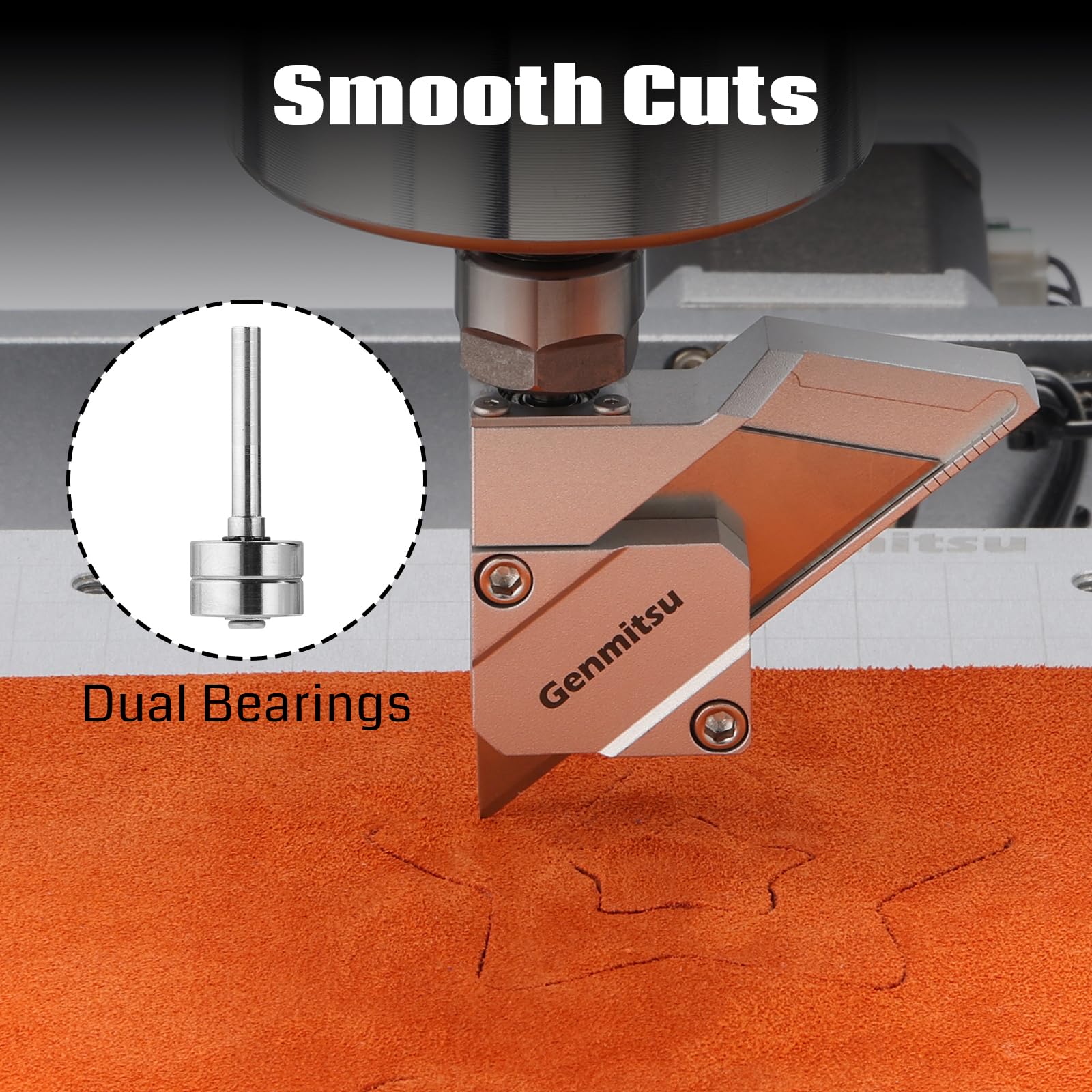 Genmitsu Schleppmesser-Fräser für CNC-Fräsmaschinen, Präzisions-3,2 mm (1/8")-Welle mit Doppellager, schneidet Vinyl, Karton, Kunststoff und Gummi mühelos, 10 Klingen im Lieferumfang enthalten