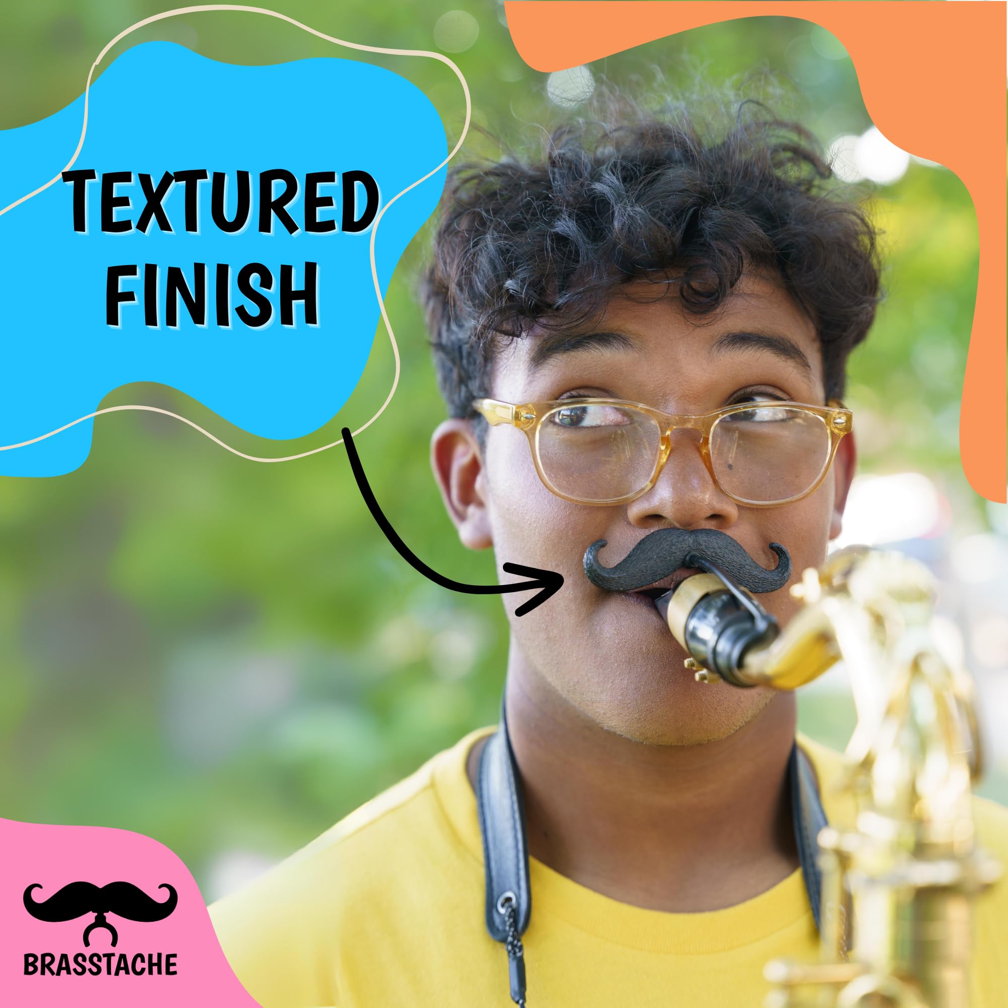 Brasstache - Bigote de saxofón (paquete de 2, alto y tenor/bari) - Accesorio - Plástico - Saxofón plano B