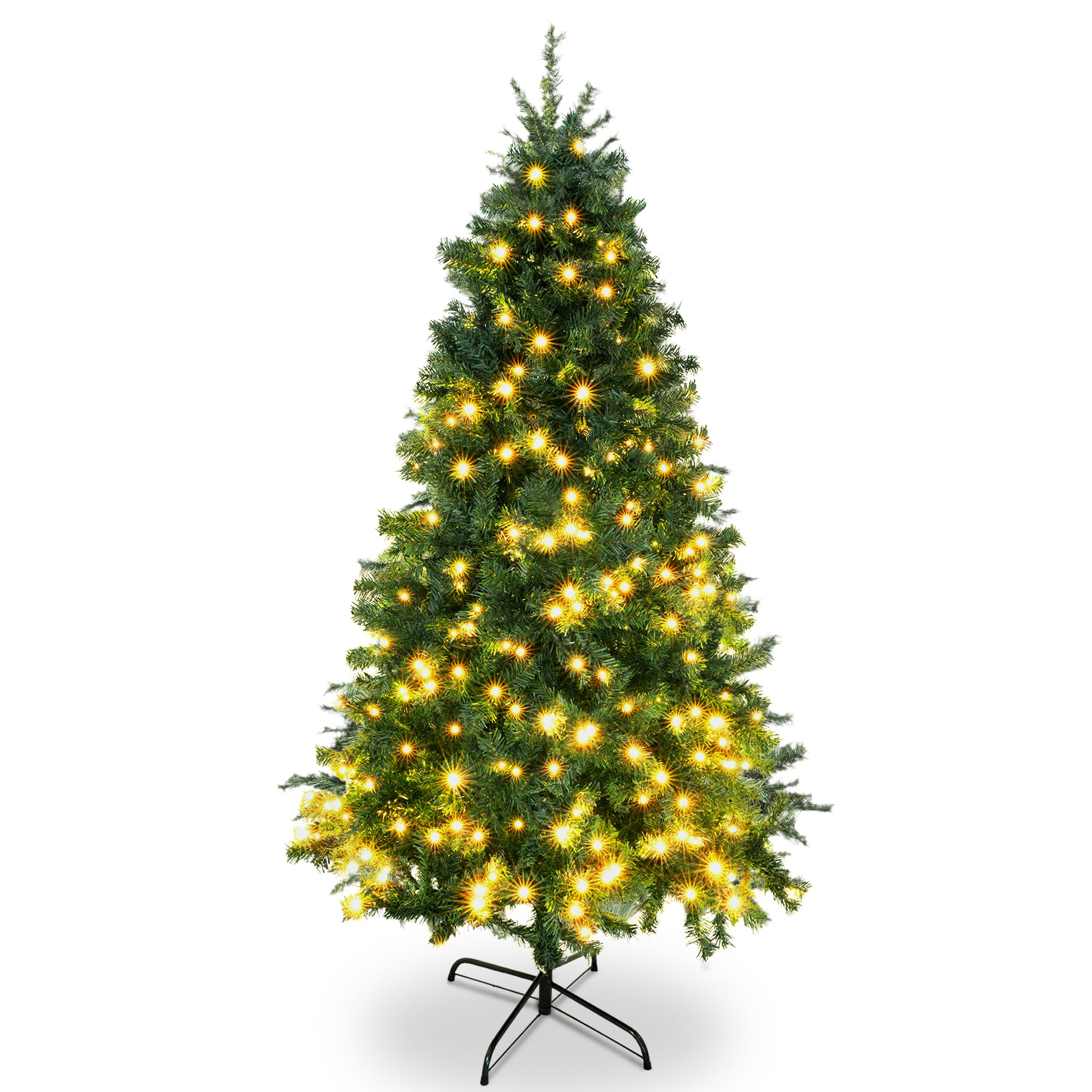 SA Products - 5ft Pre-Lit Christmas Tree – 760 Alaskan Pine Tips - Christmas Tree with 300 Vibrant LED Lights, 8 Lighting Modes & Timer, Slim PVC Xmas Tree for Small Spaces & Holiday Decor
