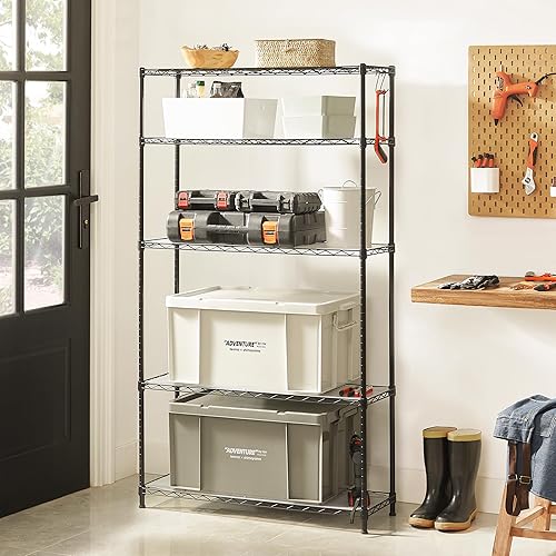 Miniatura 31 de SONGMICS Estantes de almacenamiento de 6 niveles, estantería de alambre, estantes de metal de cocina, estante de almacenamiento con estantes