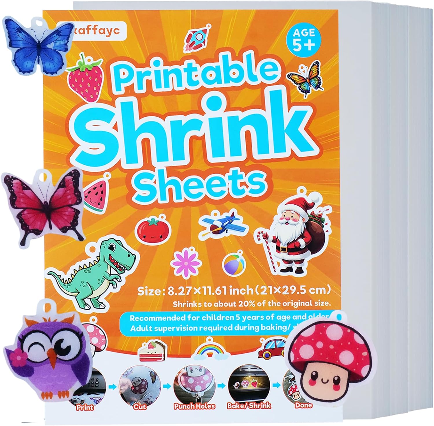 50 Sheets Printable Shrink Paper Sheets Plastic for Inkjet Printer, Shrink Art Paper for Crafts DIY Keychain Making, Mother's Day, Father's Day Gifts (Semitransparent, 8.27 x 11.61 inch)