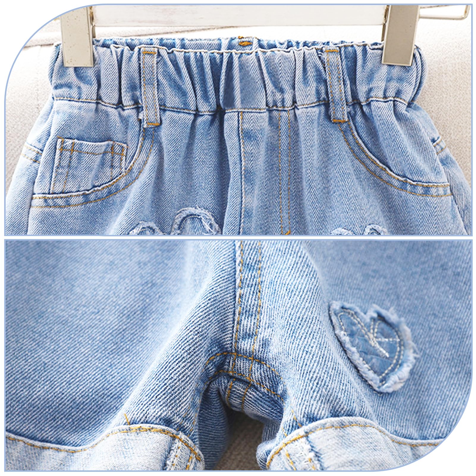 Shorts Mädchen Jeansshorts Kinder Denim Kurze Hose 2er-Pack Sommer Baumwolle Hosen mit Modische Druck