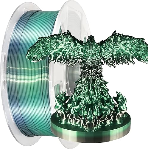 Miniatura 9 de MIKA3D Filamento de impresora 3D de ácido poliláctico (PLA) de seda rosa cambio a seda verde lima, impresión 3D de 0.069 in con 2 cambios de color