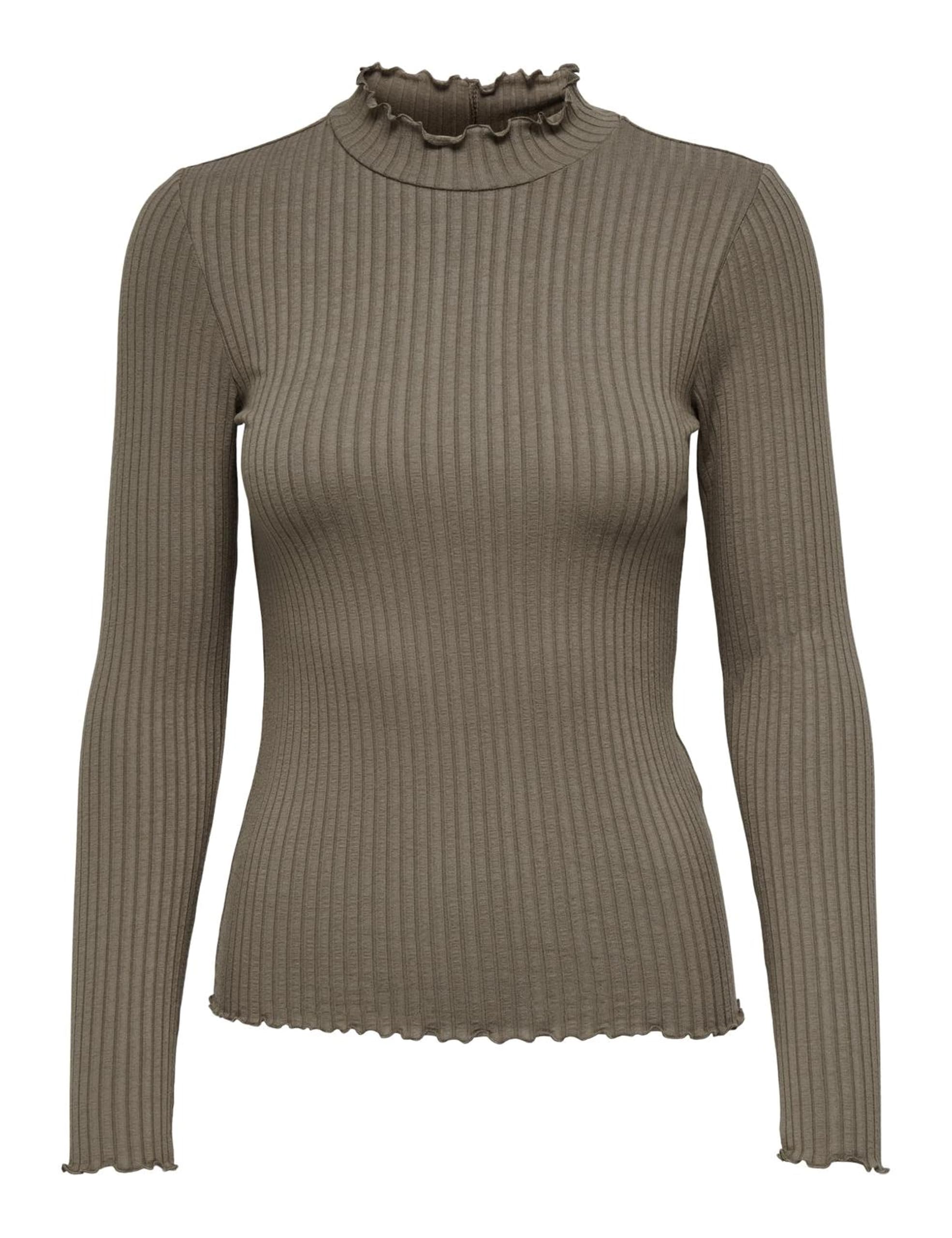 JDY Womens Jdyfransiska L/S Highneck Top JRS Noos Long Sleeve, Brown, S UK