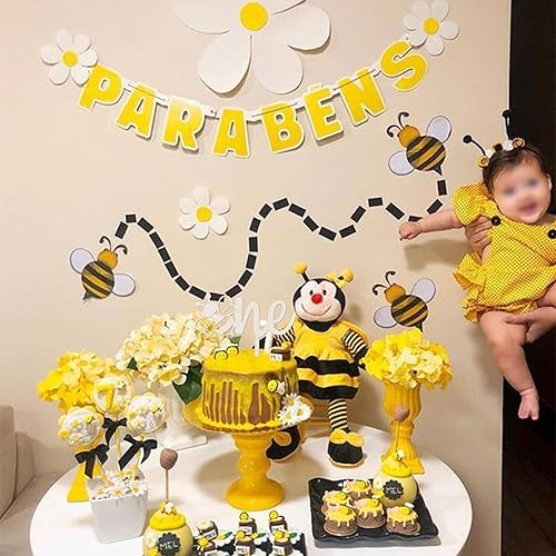 Miniatura 6 de 1 pieza de decoración de pastel de abejorro de abejorros de madera para primer cumpleaños, decoración de pastel de abejorros para baby shower,