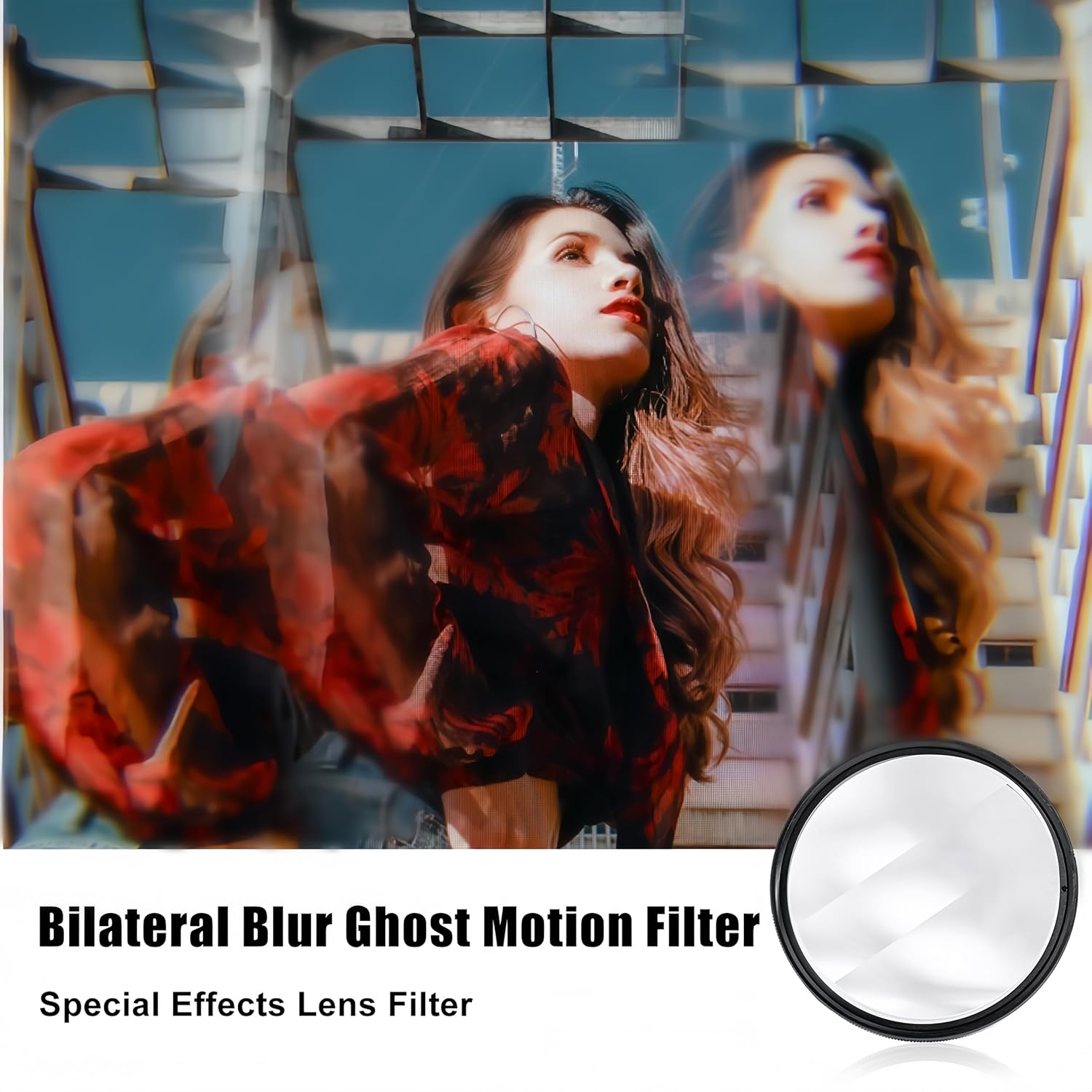 GREEN.L 82mm Motion Blur & Ghost Effect Filter — 360° Rotatable Bilateral Prism for Creative Photos & Videos, Premium Optical Glass with Case & Cloth