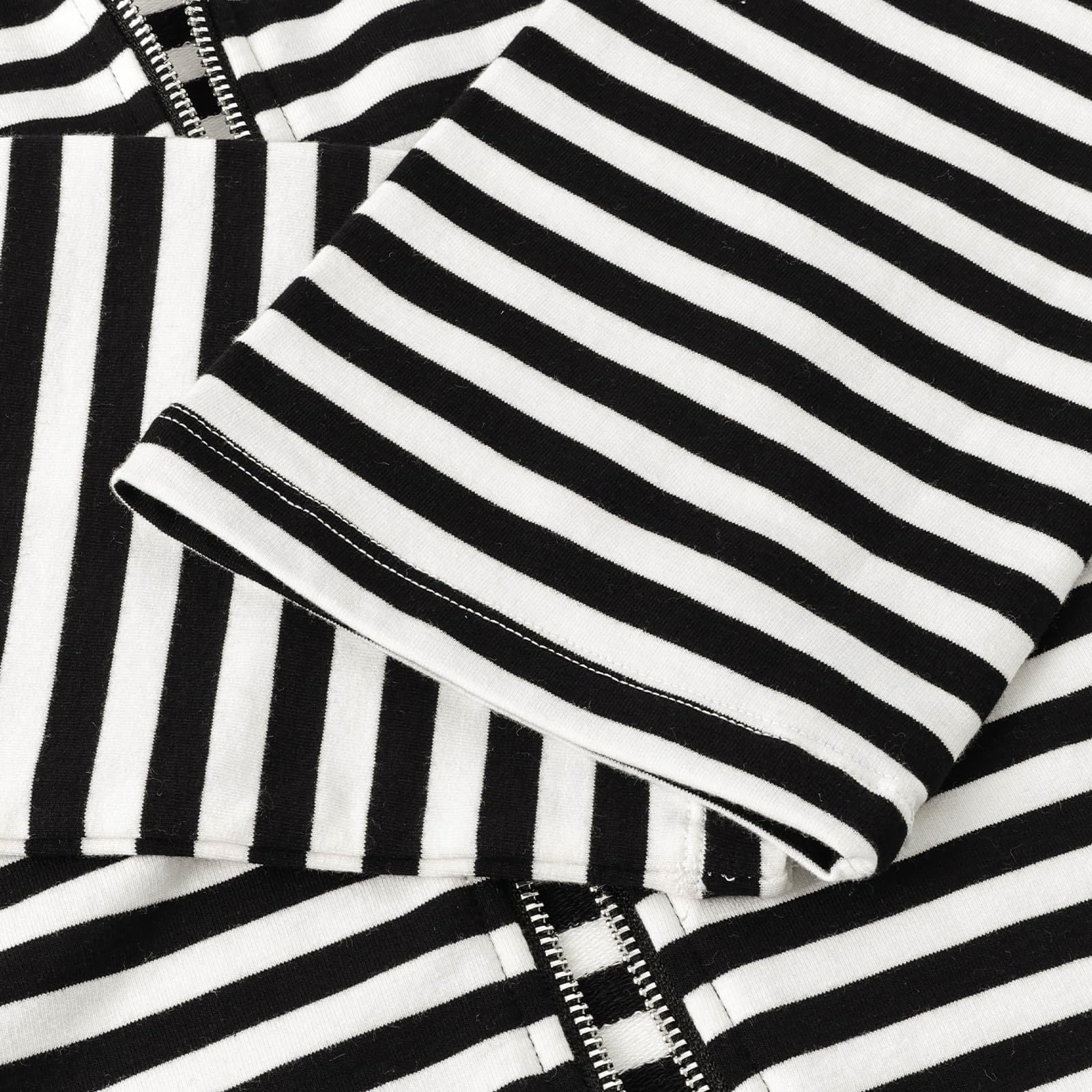 Amazhiyu Felpe con cappuccio a righe da donna UK, giacca oversize a maniche lunghe con cerniera intera, abbigliamento primaverile con cappuccio a righe S-XL