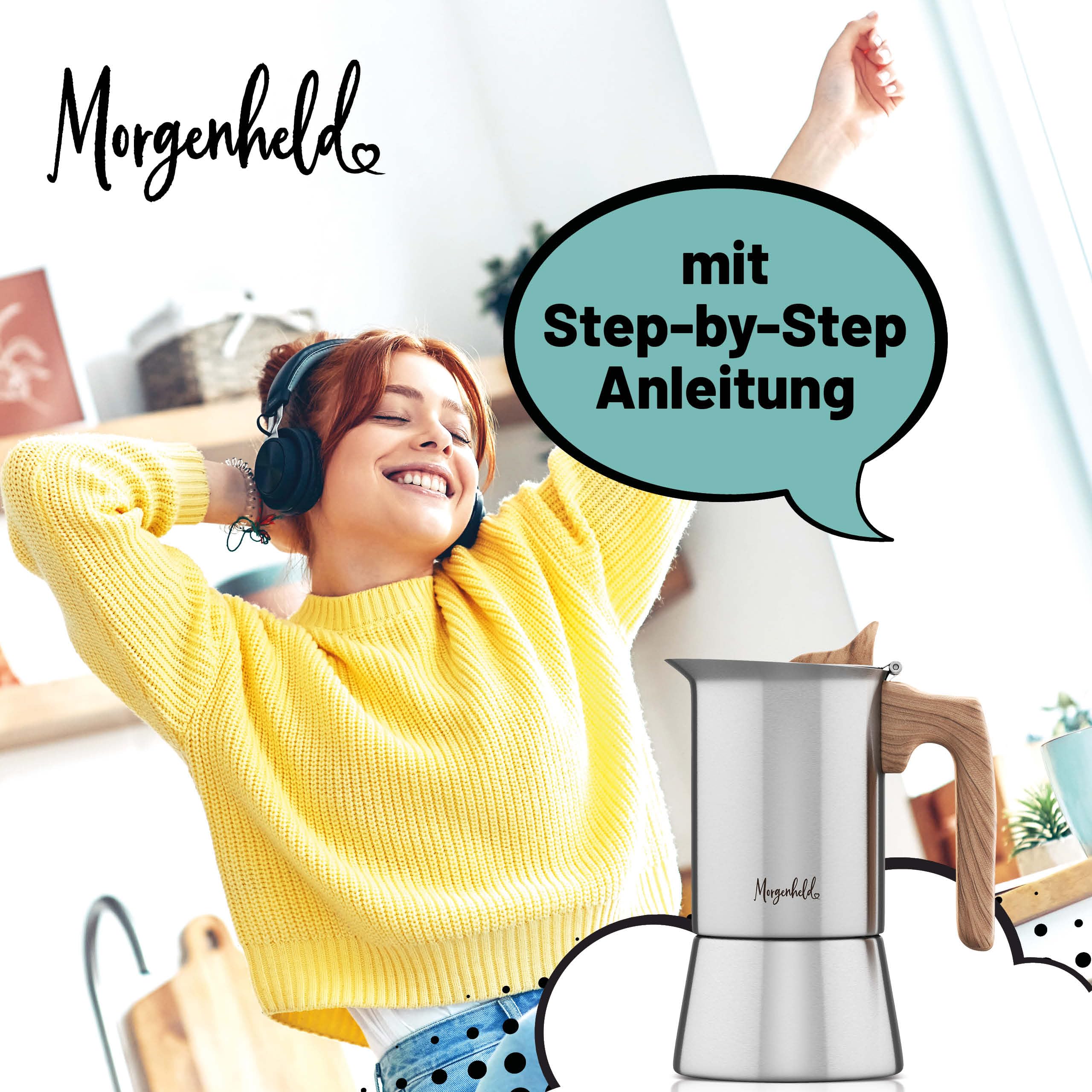 Morgenheld Kawiarka indukcyjna 300 ml – zaparzacz do espresso, 6 filiżanek
