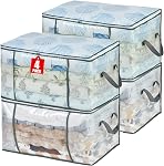 MKOKYD 80L Clear Large Storage Bag, Clothes Storage Containers for Organizing Closet, Bedroom, Underbed, Comforters, Clothing, Blankets, Pillow, Foldable Organizer with Sturdy Handle and Zippers (3)